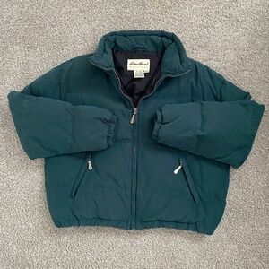 VTG Eddie Bauer Women's Cropped Goose Down Puffer Coat Green Size M
